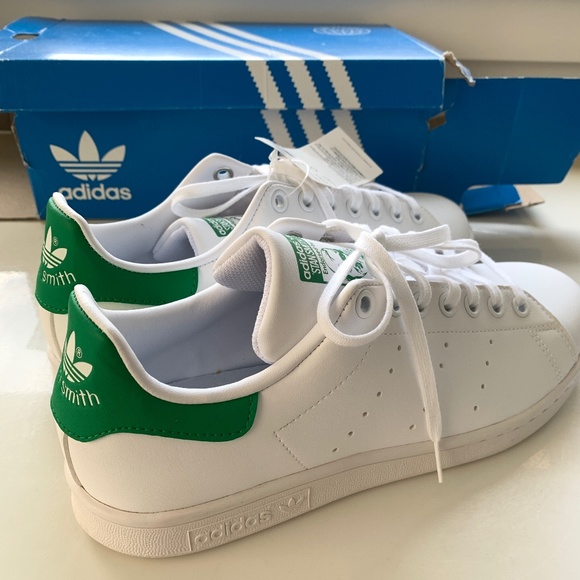 NEW Adidas Originals Stan Smith J Sneakers White Green Primegreen Size 7 - Picture 5 of 9